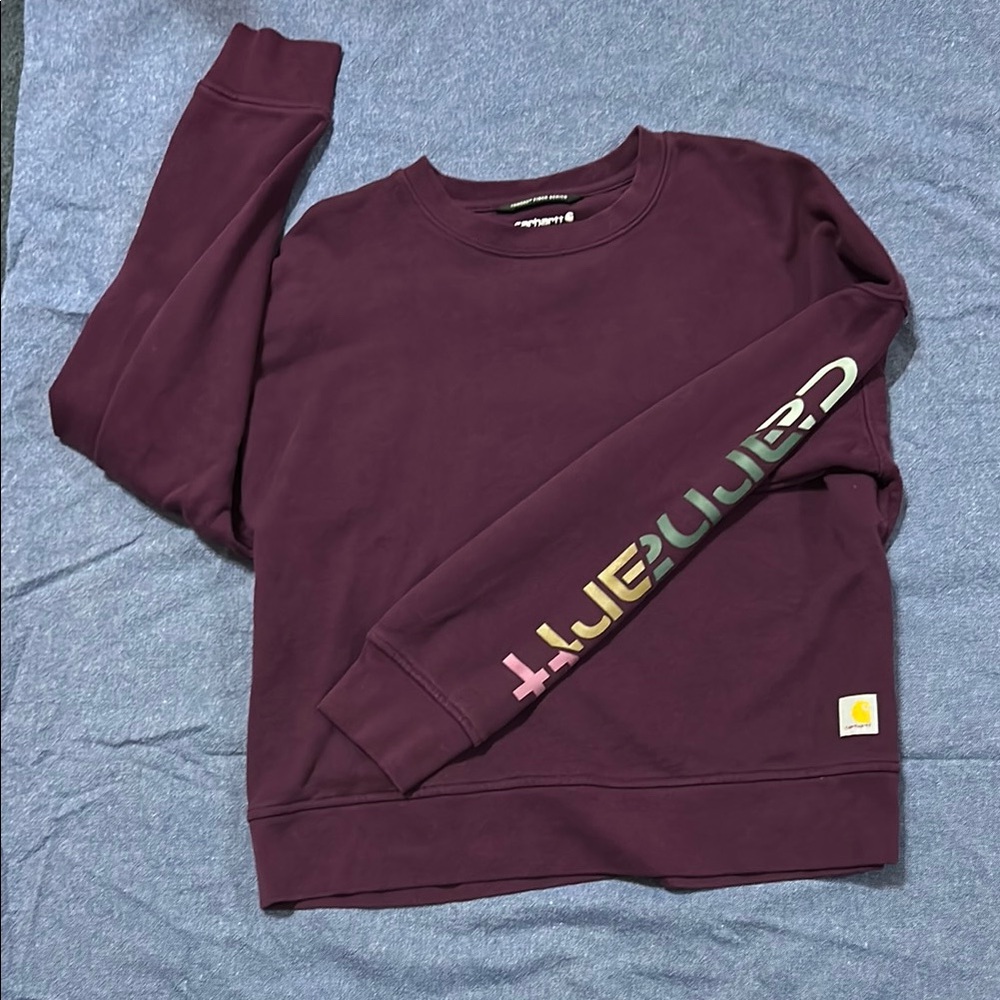 Maroon Sweatshirt with Multicolor Sleeve Logo